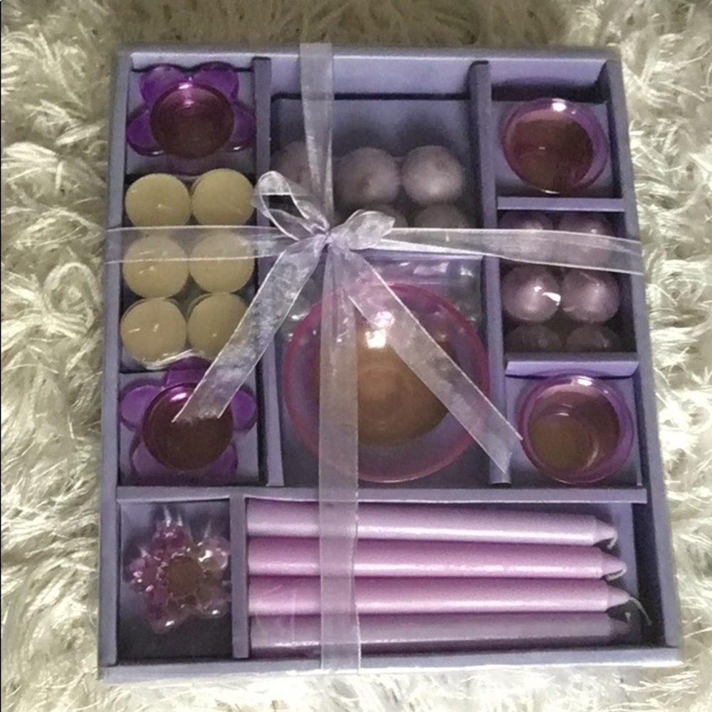 29 Piece Boxed Purple Candle and Holder Set